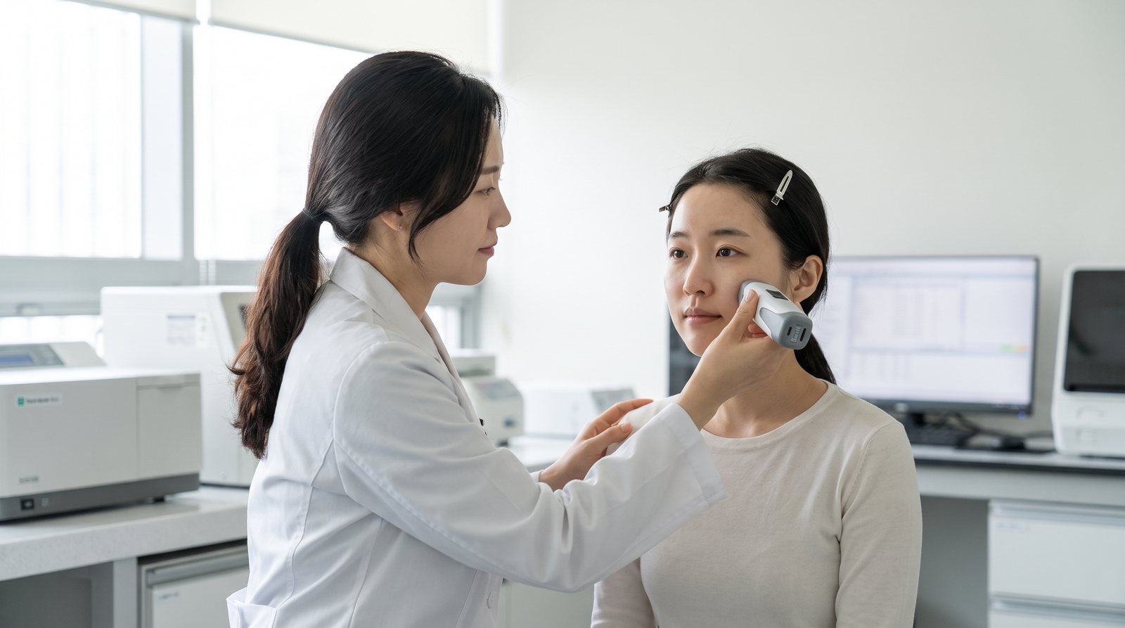 Instrumental skin measurement at a dermatological research institute