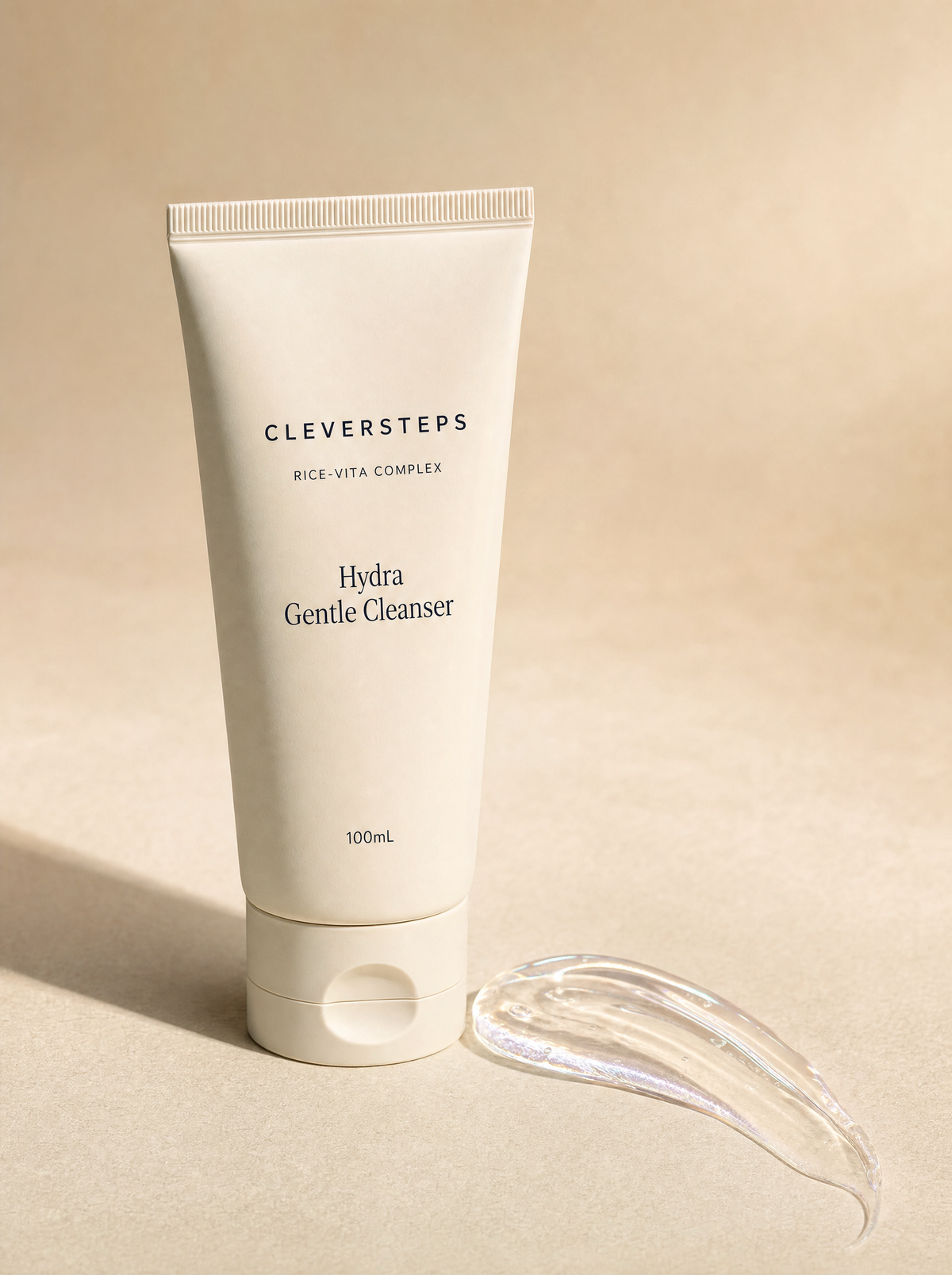 Rice-Vita Complex™ Hydra Gentle Cleanser beside a sample of its texture