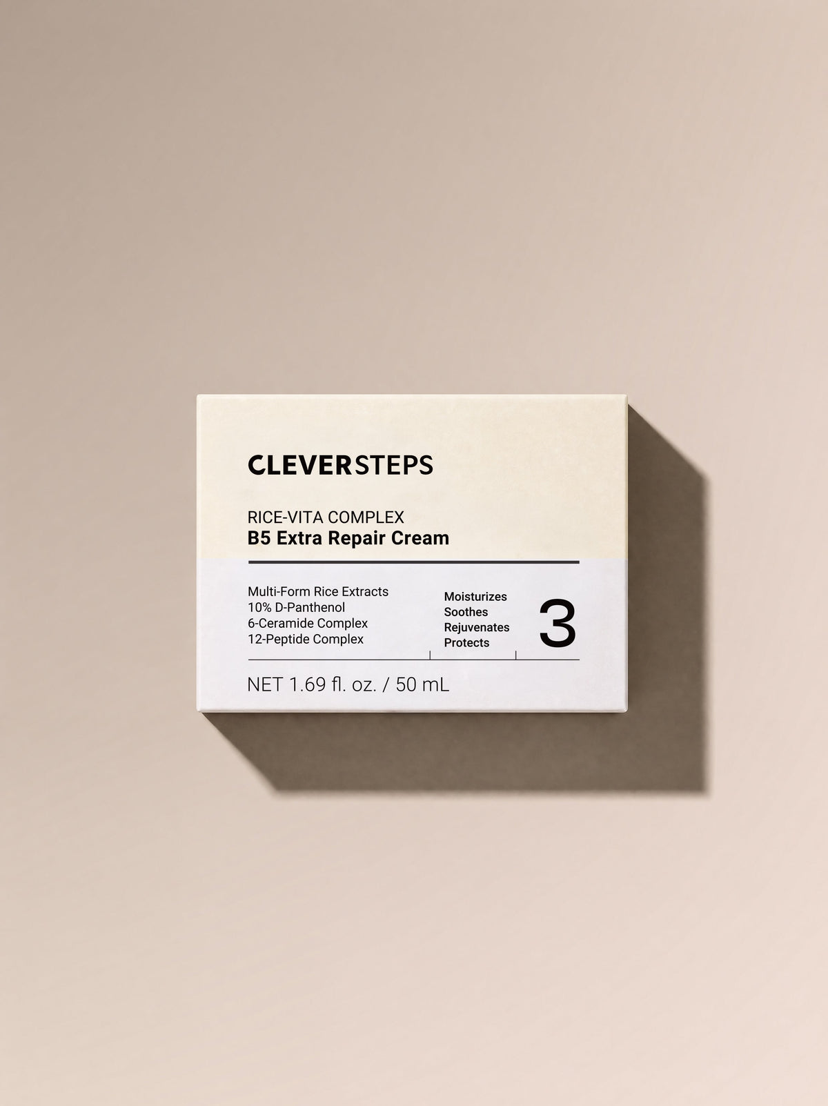 B5 Extra Repair Cream carton, angled top view