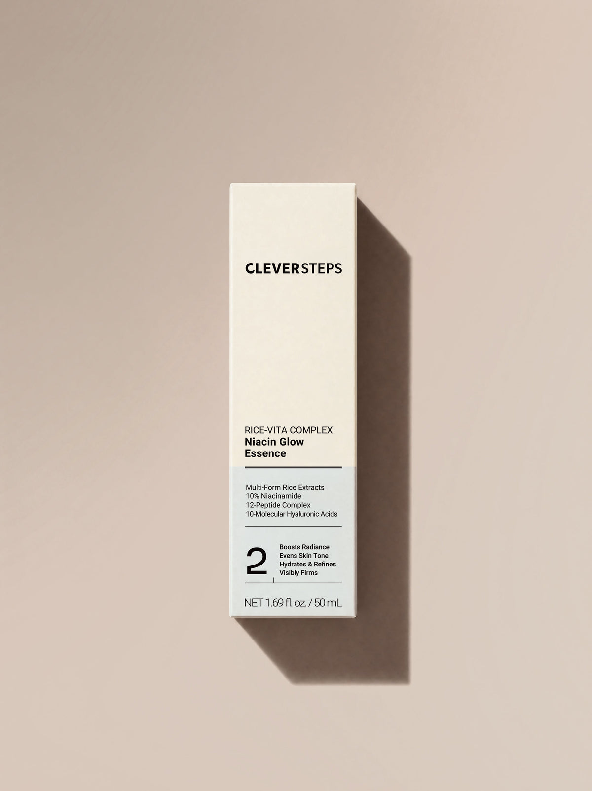 Niacin Glow Essence carton, angled top view